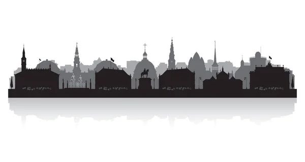 Copenhaga Dinamarca Cidade Skyline Vetor Silhueta Ilustração — Vetor de Stock