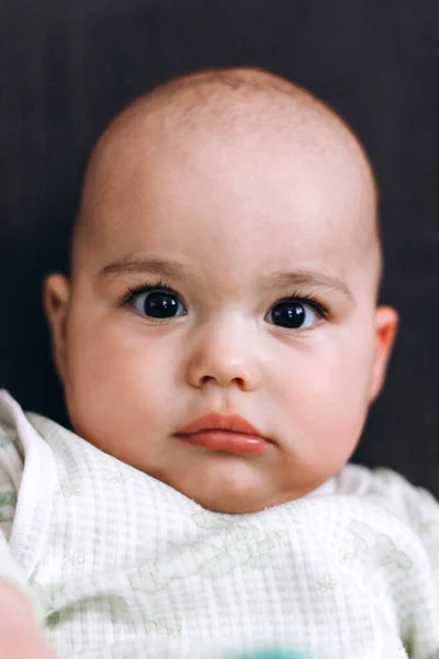 Sweet Little Baby Boy Chubby Cheeks Big Eyes Portrait Happy — Stock Photo, Image