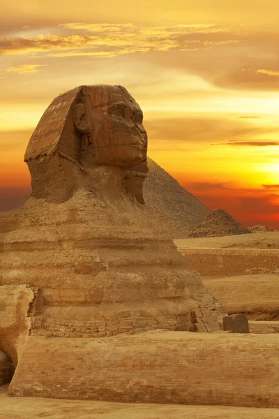 Сфинкс Древний Египетский Камень Резьба Виде Льва Правило Человеческой Головой — стоковое фото