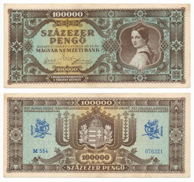 100 bin pengo, 1945 yılı itibariyle Macar banknot