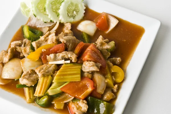 Asian pork in sour sweet sauce — Stock Photo, Image