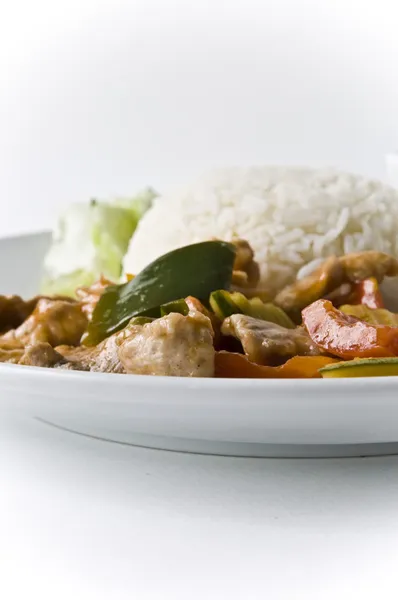 Asian meat rice dinner set — Stock Photo, Image