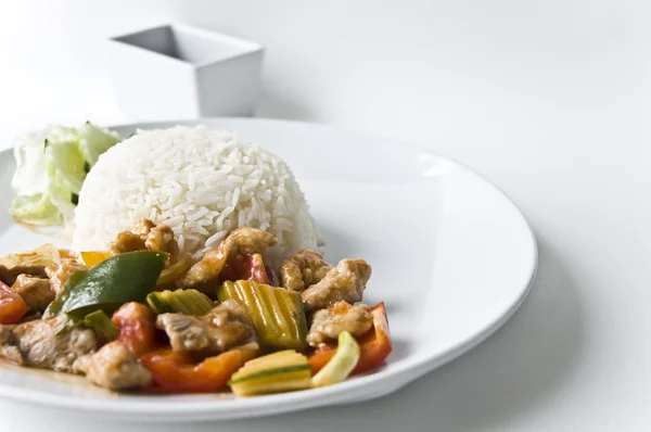 Asian meat rice dinner set — Stock Photo, Image