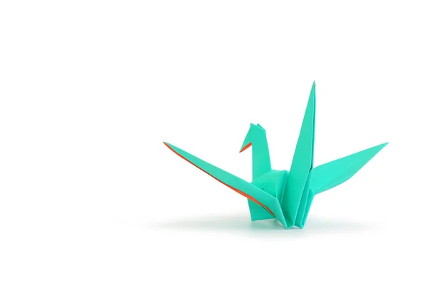 Origami Madár Elszigetelt Fehér Stúdió Háttér Kép Vágási Útvonallal Másolótérrel — Stock Fotó