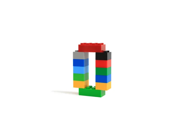 Arabiska Nummer Symbol Från Färgglada Plast Tegel Block Konstruktör Isolerad — Stockfoto