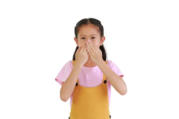 Asiático Menina Criança Uso Mãos Cobrindo Boca Nariz Porque Cheiro — Fotografia de Stock