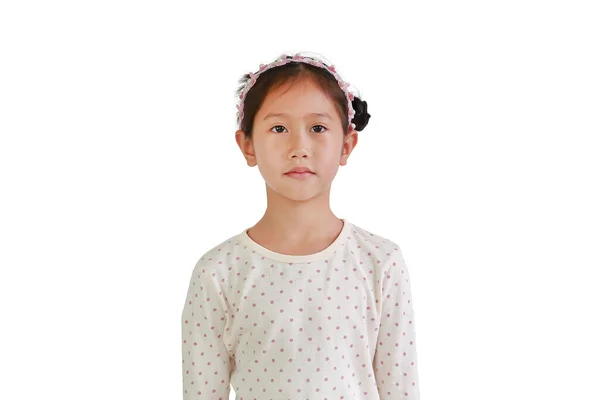 Портрет Азиатской Девочки Смотрящей Камеру Белом Фоне — стоковое фото