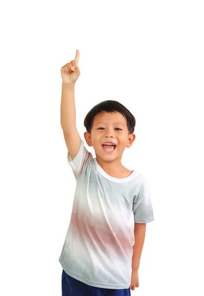 Glimlachende Aziatische Kleine Jongen Leeftijd Ongeveer Jaar Oud Raise Hand — Stockfoto