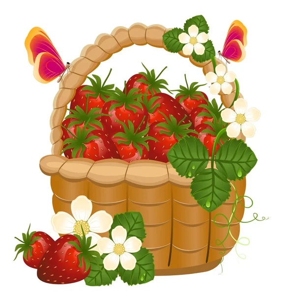 整篮子的成熟的草莓 — 图库矢量图片#