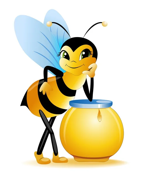 Abeja y miel — Vector de stock