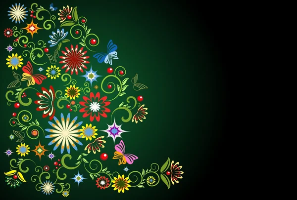 Fond floral foncé avec des éléments végétatifs — Image vectorielle