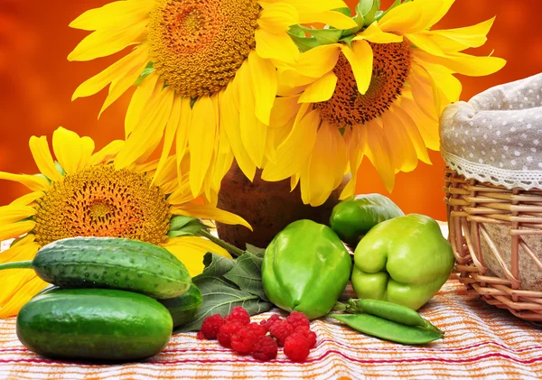 Still life with sunflowers