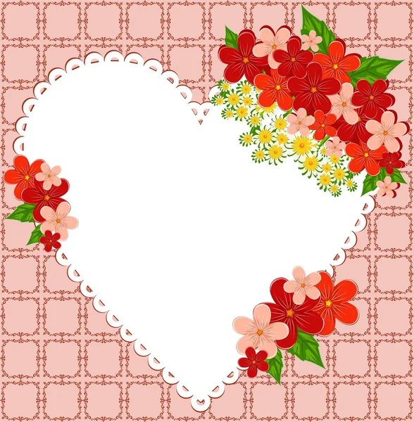 Abstract background with hearts with flowers — Stock Photo, Image