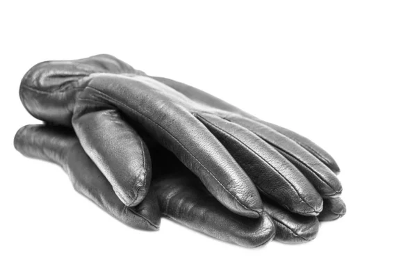 Para Czarnych Skórzanych Rękawic Izolowanych Białym Tle — Zdjęcie stockowe