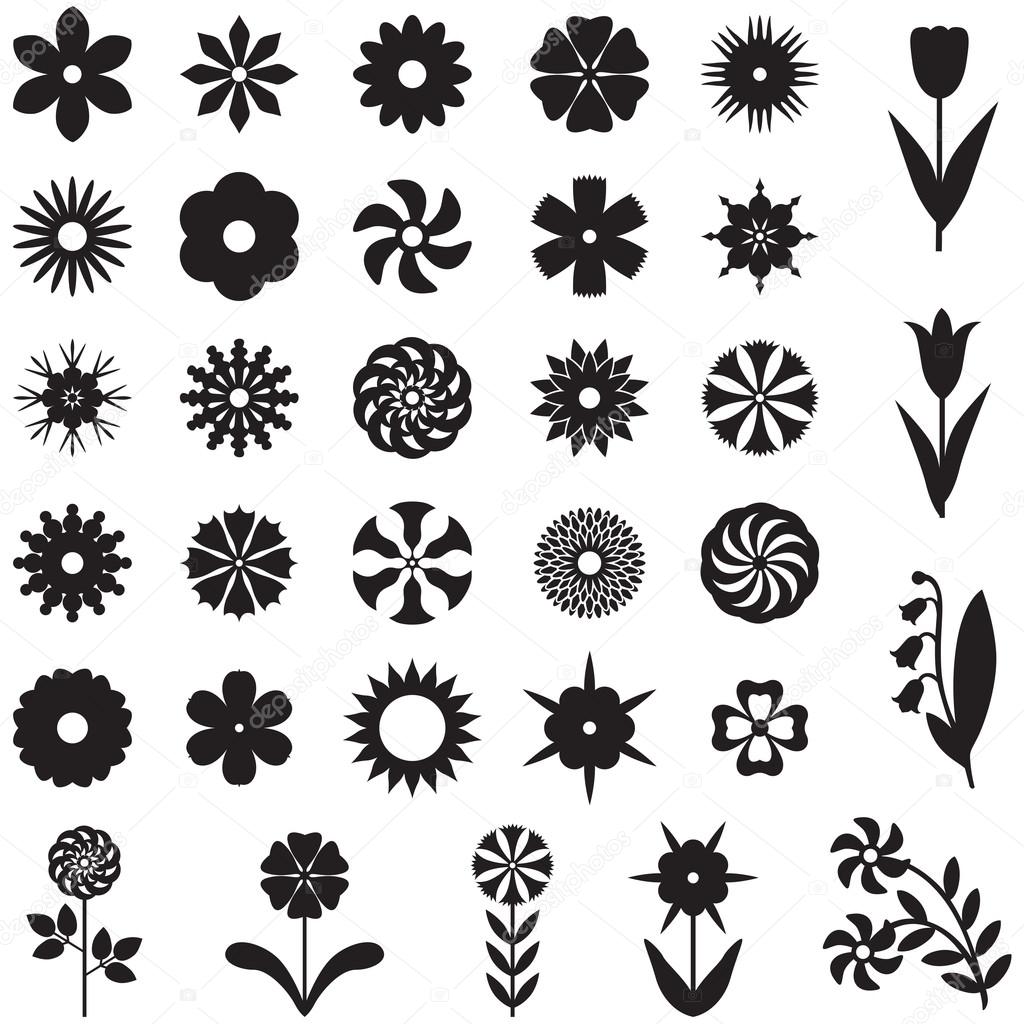 Download Set flower silhouette — Stock Vector © agrino #21506807