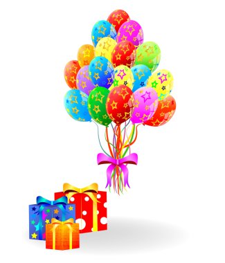 kutu ve uçan balon hediye. vektör