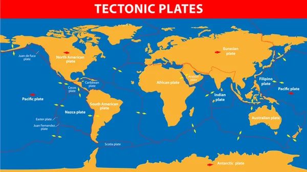 Placas tectónicas — Vetor de Stock