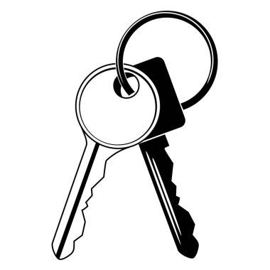 Bunch of keys. Black and white style. The concept of privacy, security and protection, House or apartment rental or sale. Vector icons or symbol. illustration in a flat style.