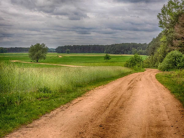 Kırsal Bir Yol Podlasie Podlachia Polonya Avrupa Bölgeye Podlasko Veya — Stok fotoğraf