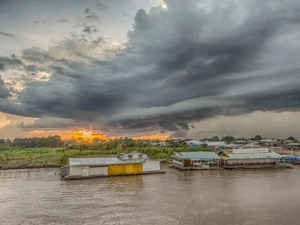 Sunset Dramatic Clouds Storm Sky Amazon River Amazonia Santa Rosa — Stock Photo, Image