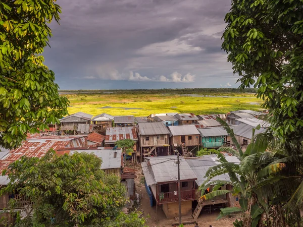 Iquitos Peru March 2018 Sunset View Floating Houses Itaya River — Stockfoto