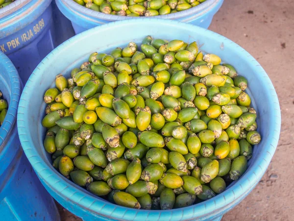 Betel Nuts Blue Basket Bazaar Wamena City Name Fruit Bethel — Foto de Stock
