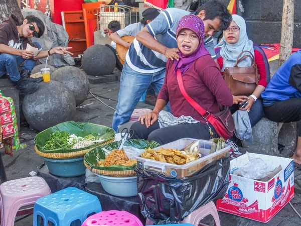 Jakarta Indonézia Január 2015 Helyi Piac Színesen Öltözött Emberekkel Helyszínen — Stock Fotó