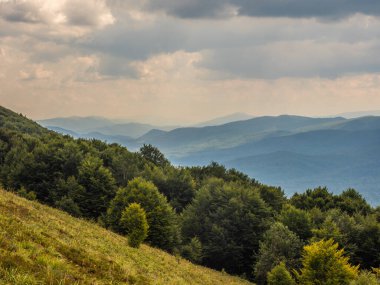 View from the trekking trail on the Polonina Carynska in Bieszczady Mountains, Poland