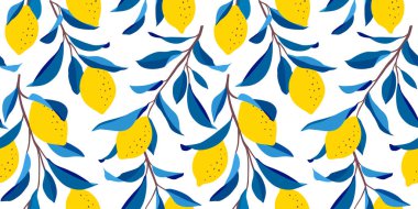 Limonsuz desen. Moda yaz geçmişi. Kumaş veya duvar kağıdı için parlak bir iz. Vektör illüstrasyonu, EPS 10.