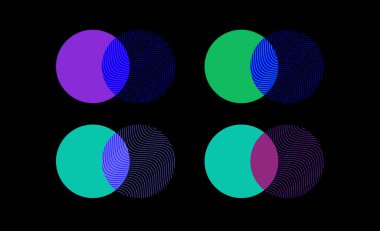 Minimum geometrik logo şablonu. Modern doğrusal dalgalı tasarım elementleri. Renkli vektör illüstrasyonu.