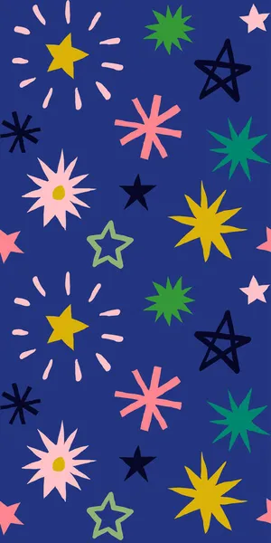 Απρόσκοπτη Μορφή Πολύχρωμων Χειροποίητων Άστρων Πολύχρωμο Αφηρημένο Φόντο Πυροτεχνήματα Εικονογράφηση — Διανυσματικό Αρχείο