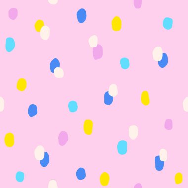 Kusursuz renkli benekli desen. Rastgele el çizimleri olan vektör soyut arkaplan.