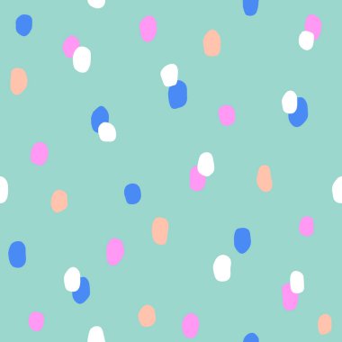 Kusursuz renkli benekli desen. Rastgele el çizimleri olan vektör soyut arkaplan.