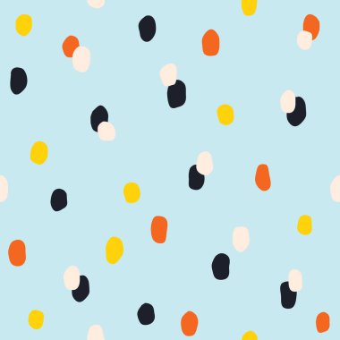 Kusursuz renkli benekli desen. Rastgele el çizimleri olan vektör soyut arkaplan.