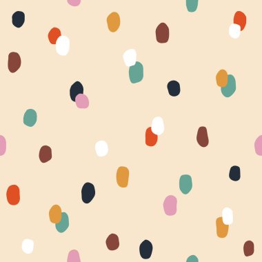 Kusursuz renkli benekli desen. Rastgele el çizimleri olan vektör soyut arkaplan.