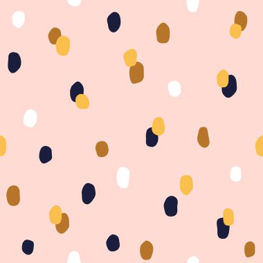 Kusursuz renkli benekli desen. Rastgele el çizimleri olan vektör soyut arkaplan.