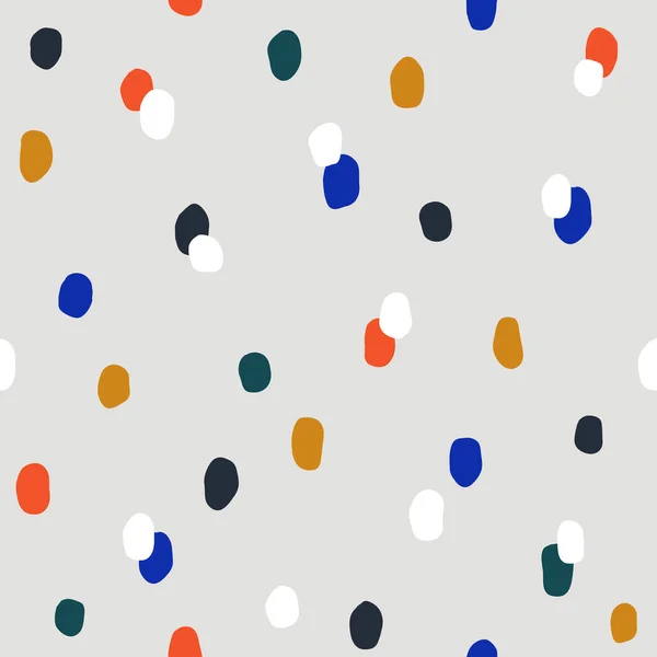 Seamless Colorful Polka Dot Pattern Vector Abstract Background Random Hand — Vettoriale Stock