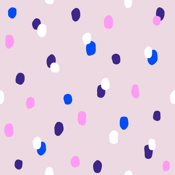 Seamless Colorful Polka Dot Pattern Vector Abstract Background Random Hand — Stock vektor