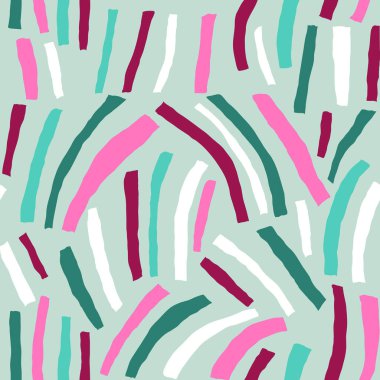 Çok renkli çizgileri olan el çizimi çağdaş sanat kolajı. Kesilmiş elementlerle modern vektörsüz desen.