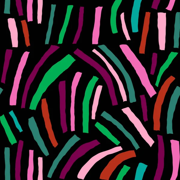 Hand Drawn Contemporary Art Collage Multicolor Stripes Modern Vector Seamless — Vetor de Stock