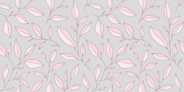 Karalama yapraklı kusursuz monokrom deseni. Tarzlı ağaç dalları olan vektör çiçek arkaplanı. Kumaş, baskı, kapak, afiş, davet için el çizimi tasarım ögeleri.