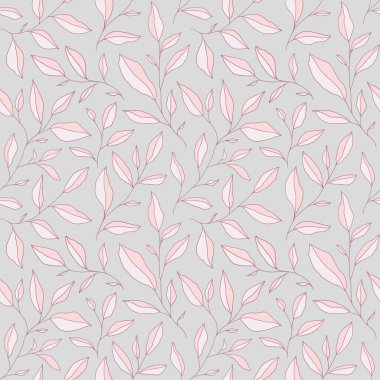 Karalama yapraklı kusursuz monokrom deseni. Tarzlı ağaç dalları olan vektör çiçek arkaplanı. Kumaş, baskı, kapak, afiş, davet için el çizimi tasarım ögeleri.