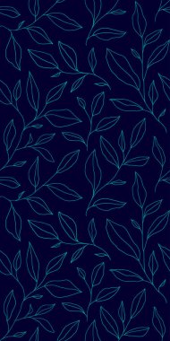 Seamless pattern with one line leaves. Vector floral background in trendy minimalistic linear style. Hand drawn outline design for fabric , print, cover, banner and invitation.