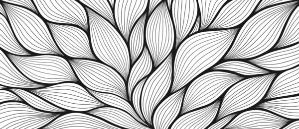 Luxe Bloemenpatroon Met Met Hand Getekende Bladeren Elegante Achtergrond Afleiden — Stockvector