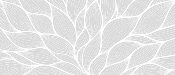 Elle Çizilmiş Yapraklarla Süslü Bir Çiçek Deseni Minimalist Doğrusal Tarzda — Stok Vektör