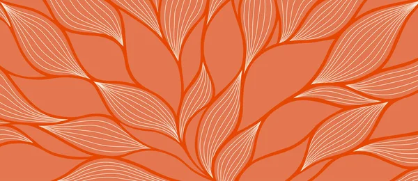 Luxus Virágminta Kézzel Rajzolt Levelekkel Elegáns Asztrakt Háttér Minimalista Lineáris — Stock Vector