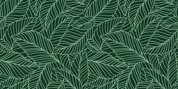 Κομψό Μοτίβο Χωρίς Ραφή Λεπτά Φύλλα Vector Hand Drawed Floral — Διανυσματικό Αρχείο