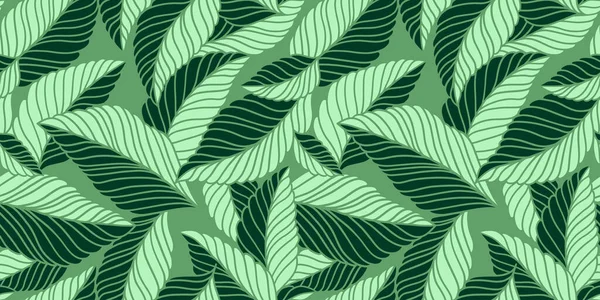 Élégant Motif Sans Couture Avec Des Feuilles Délicates Vecteur Fond — Image vectorielle