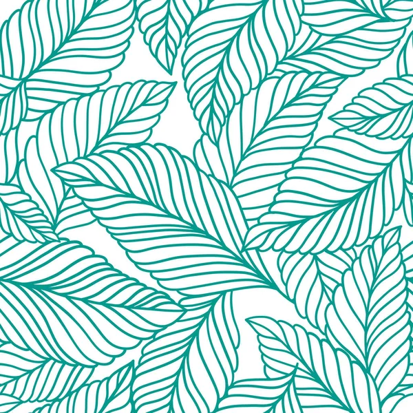 Elegantes Nahtloses Muster Mit Zarten Blättern Vector Handgezeichneter Floraler Hintergrund — Stockvektor