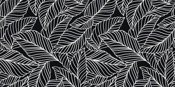 Κομψό Μοτίβο Χωρίς Ραφή Λεπτά Φύλλα Vector Hand Drawed Floral — Διανυσματικό Αρχείο